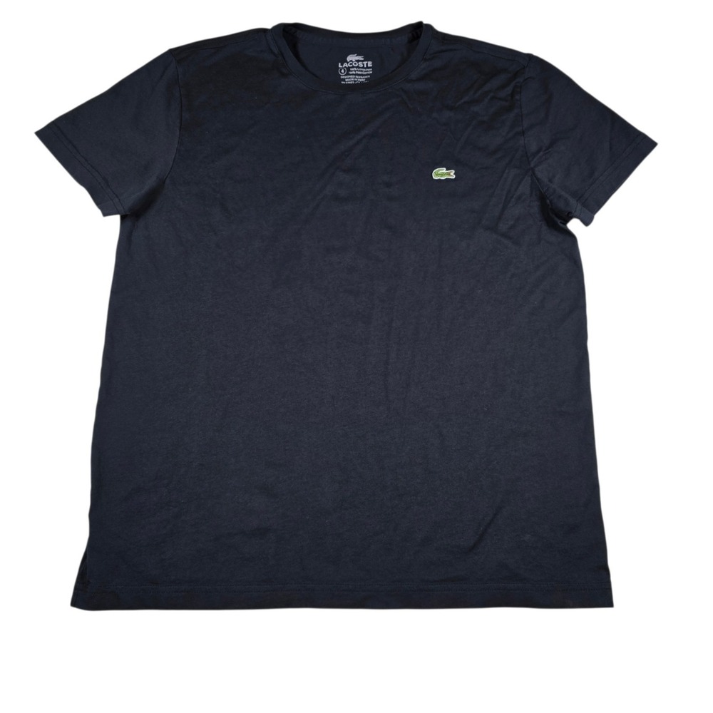 Lacoste Black Crew Neck 100% Pima Cotton Logo S/S T-shirt Men's Size 4 (US M)